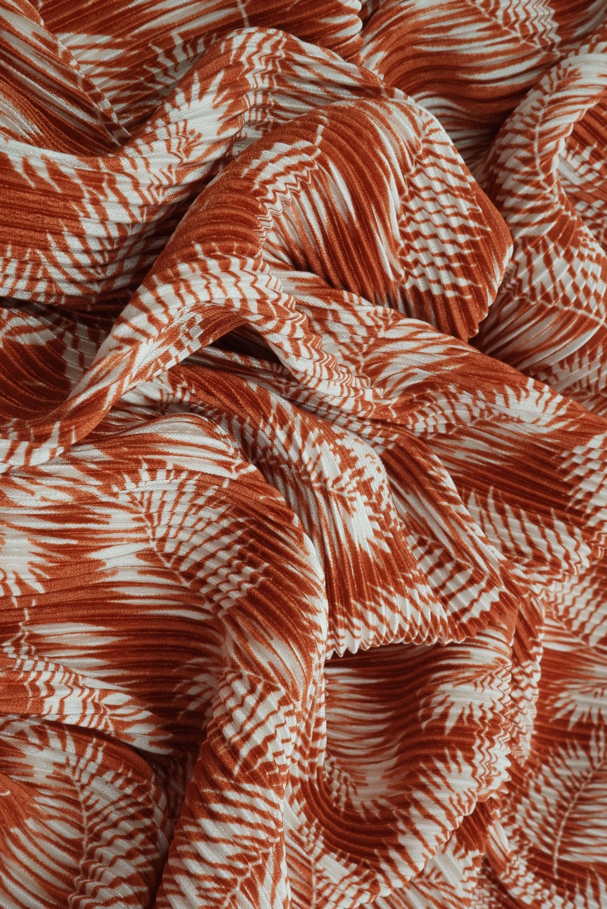 Pleated Tropical Leaf Interlock Knit