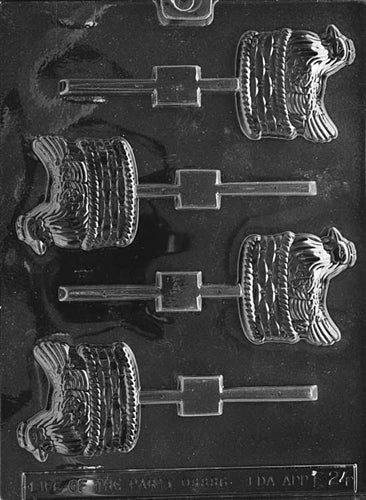 Flat Hen In Basket Lolly Chocolate Mold - LPE024