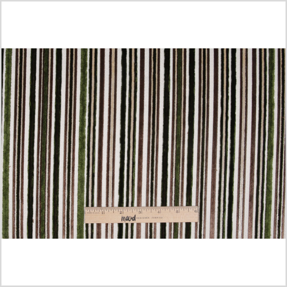 Green Laser-Cut Striped Polyester Velvet