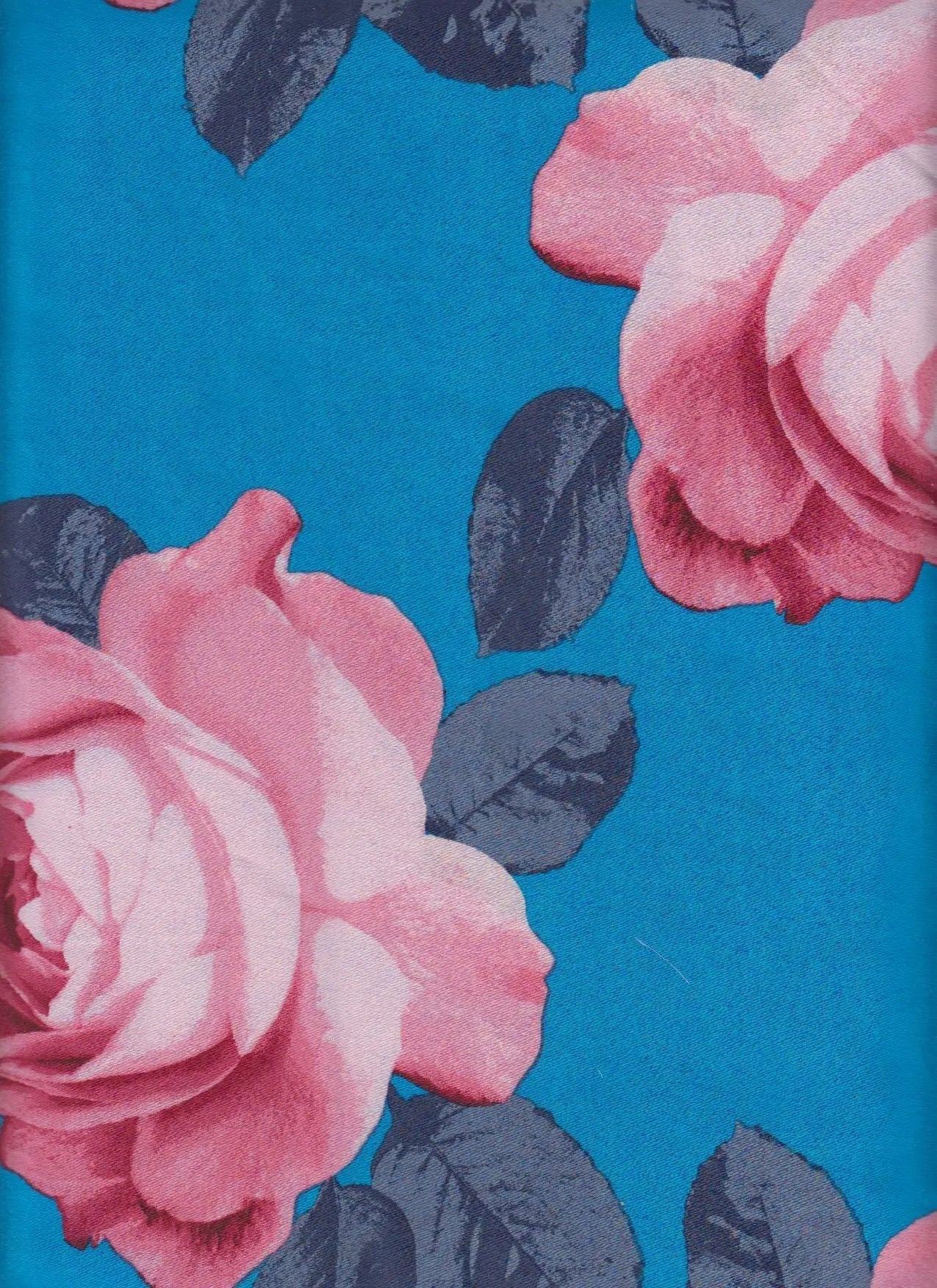 1 Yard Satin Floral Print Fabric Smooth Lightweight 58 Inches Wide