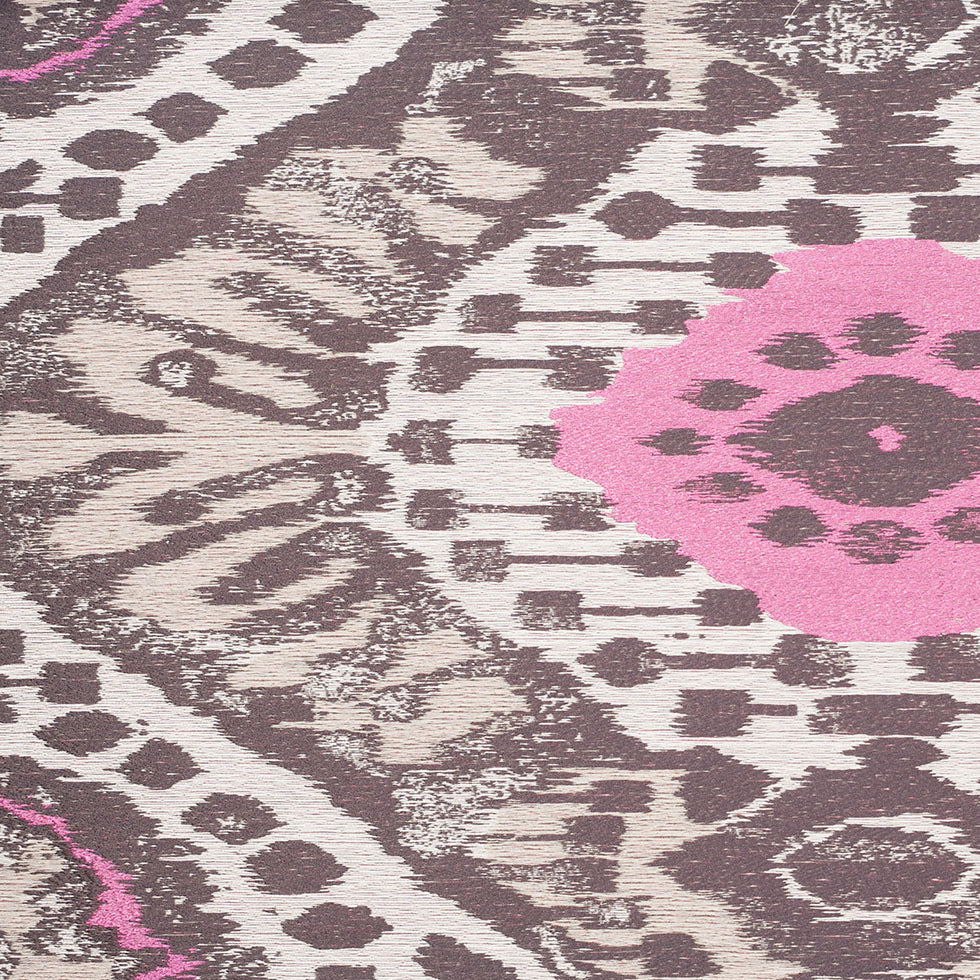 Pink/Brown Ikat Polyester Woven