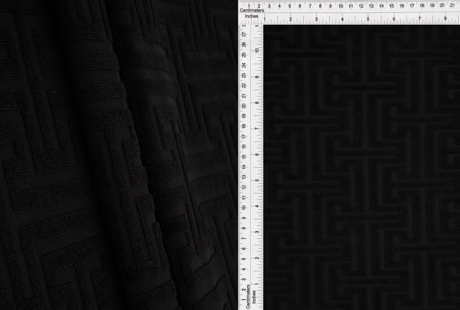 1 Yard Geometric Towel Jacquard Knit Fabric 58/59 Inch Wide Plush Heavyweight Textured Material for Robes & Home Décor