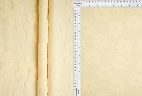 1 Yard Daisy Floral Towel Jacquard Knit Fabric 250 GSM, 58/60'' Wide Polyester Spandex Blend