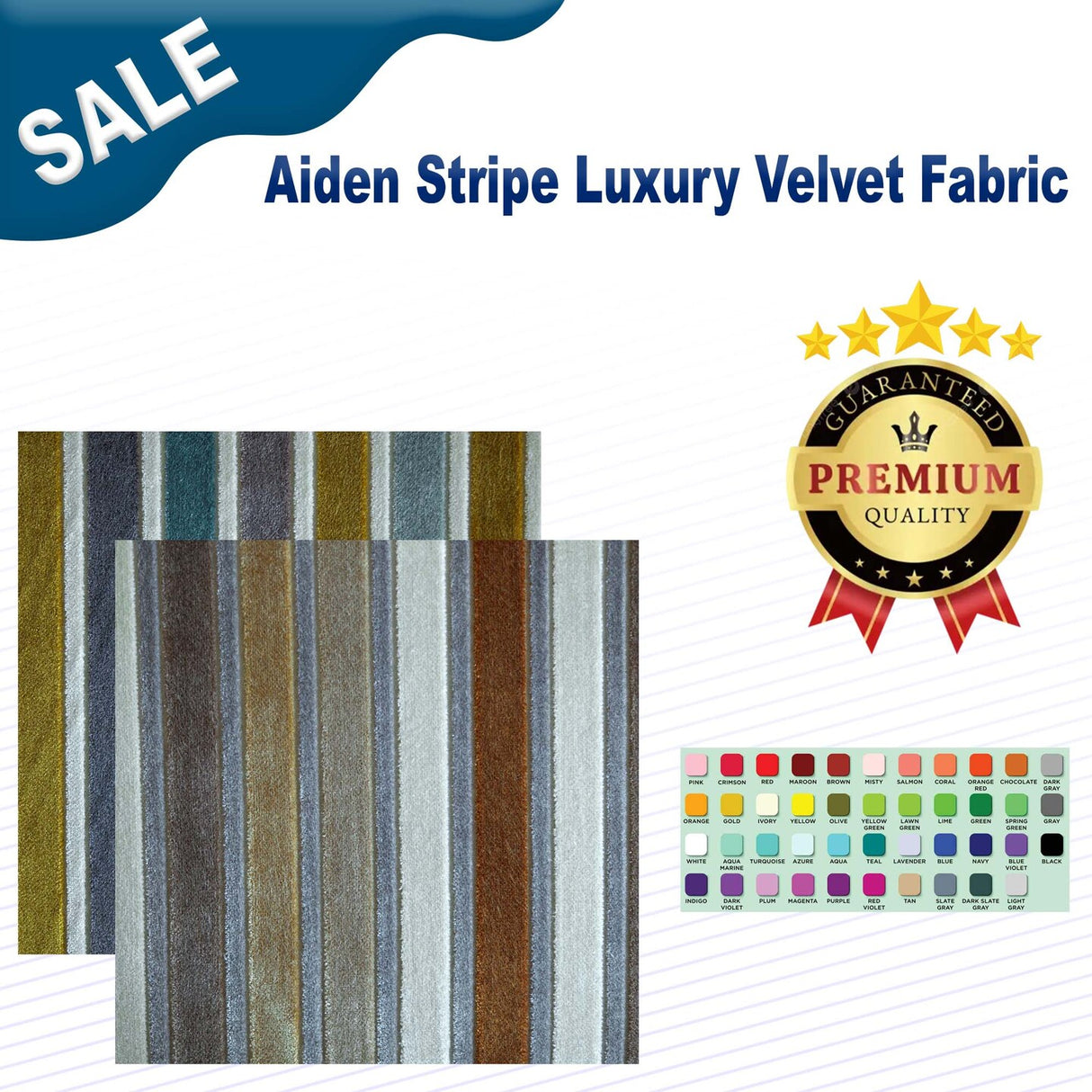 1 Yard Aiden Stripe Luxury Velvet Fabric