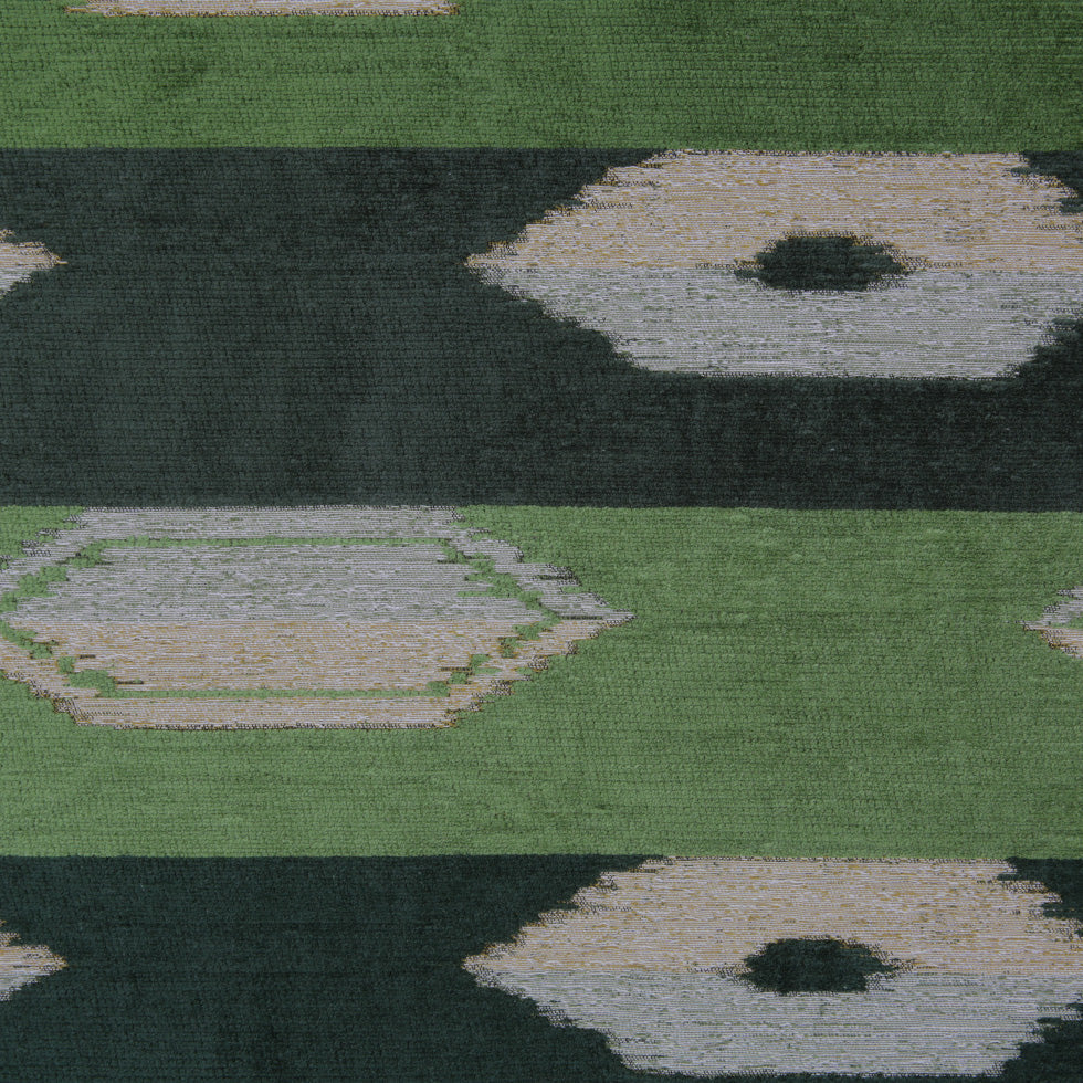 Moss Green Geometric Cut Polyester Blended Velvet