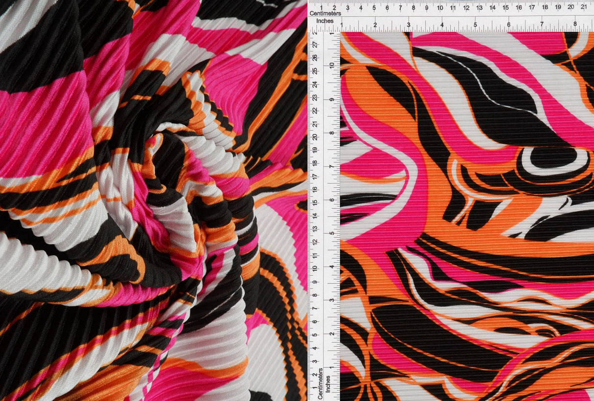 1 Yard Bodre Interlock Pleated Abstract Print Knit Fabric 150 GSM, 58/59? Wide 100% Polyester