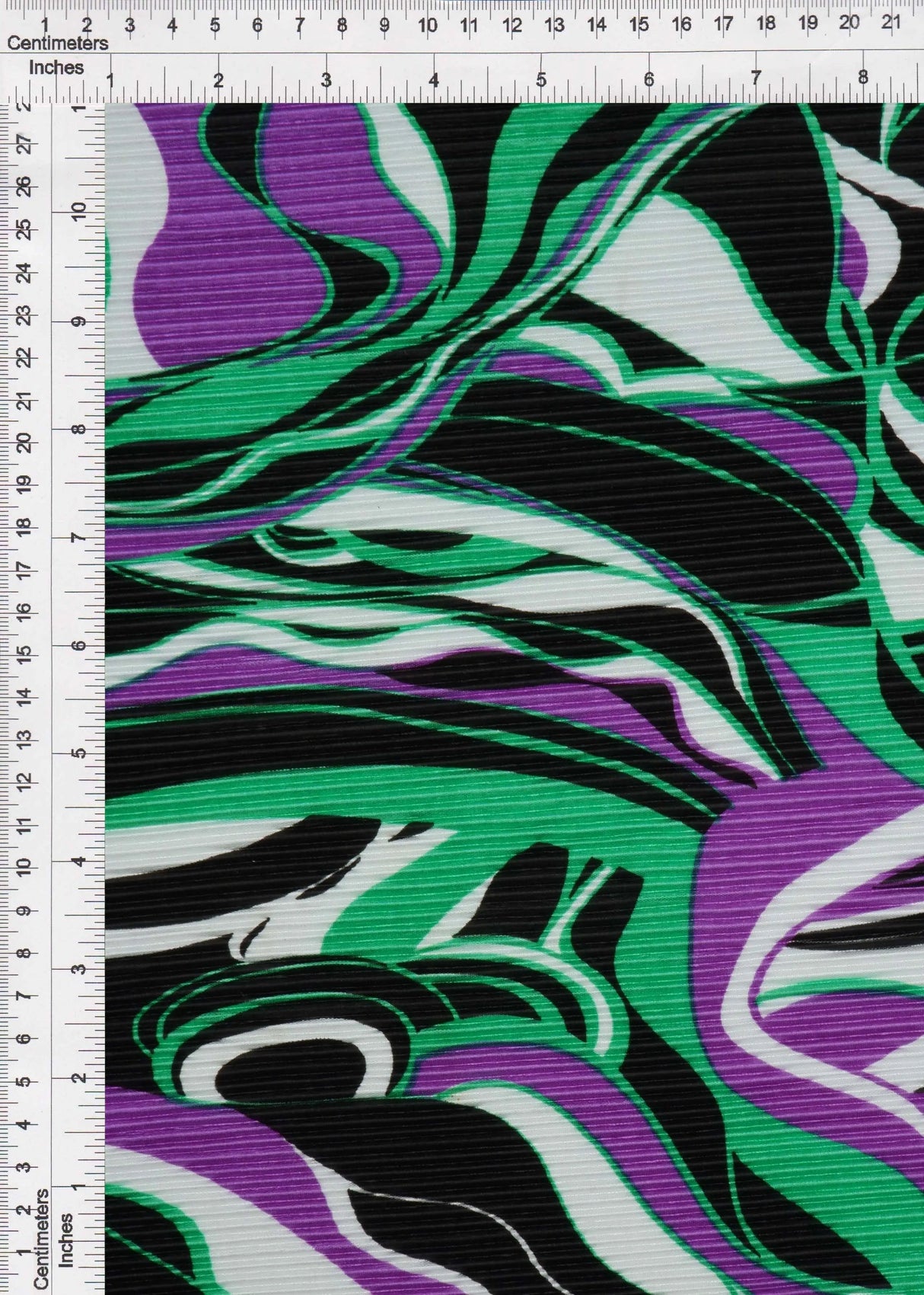 Abstract Print Pleated Knit Fabric Purple
