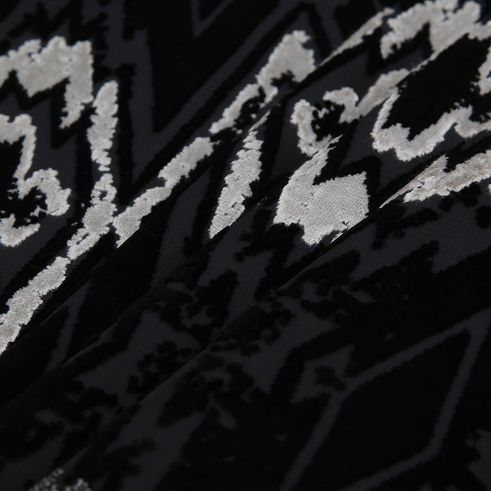 Jet Black Laser Cut Geometric Velvet