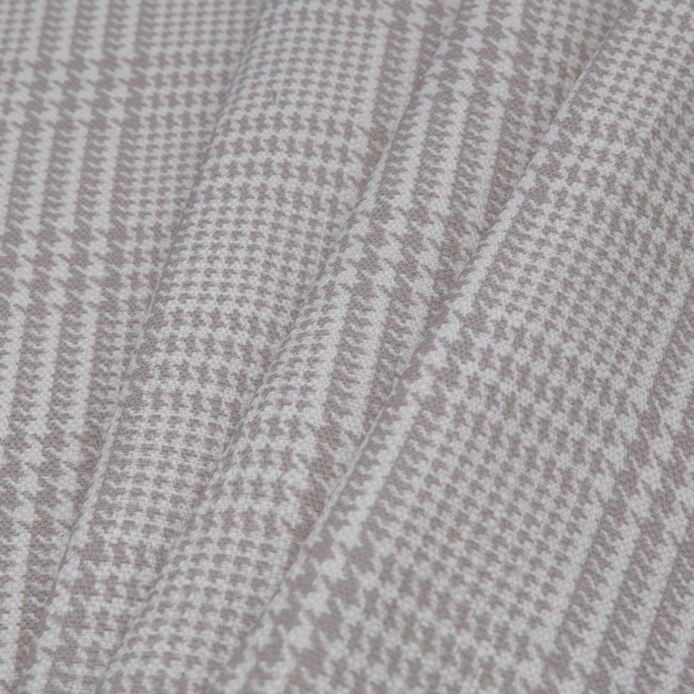 Spanish Beige Houndstooth Poly-Cotton Woven