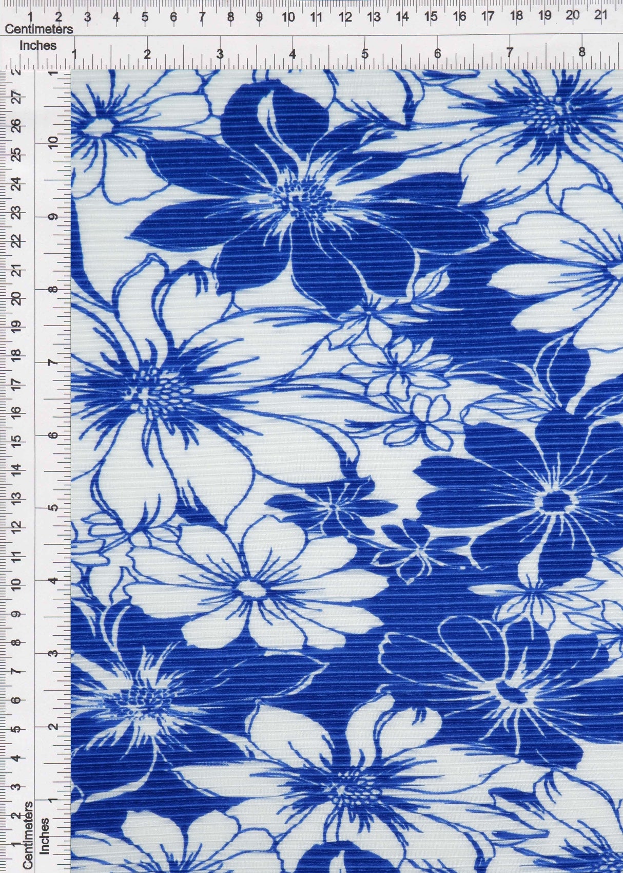 Pleated Flower Print Knit Fabric