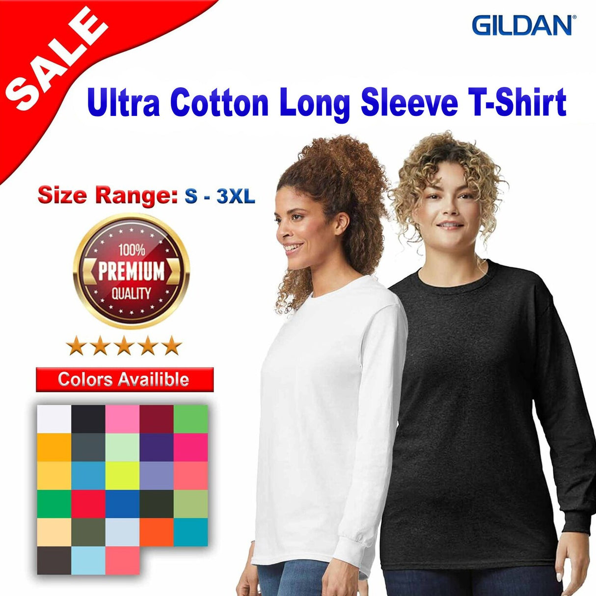 Gildan® Ultra Cotton Crewneck Long Sleeve T-Shirt