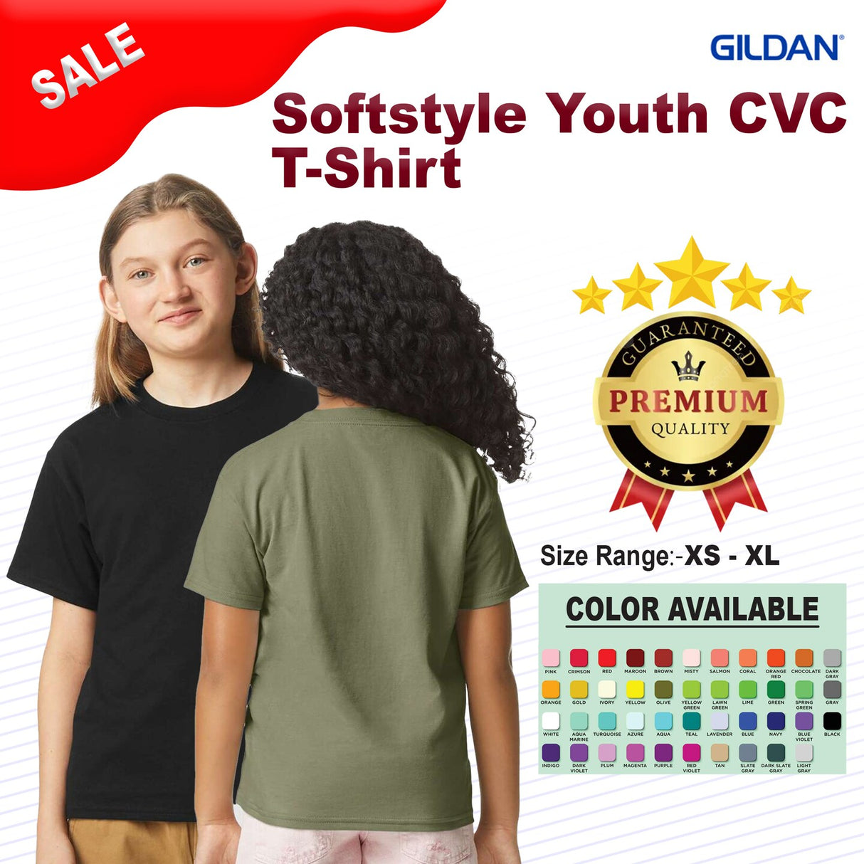 Gildan® Softstyle Youth CVC Crewneck Short Sleeve T-Shirt