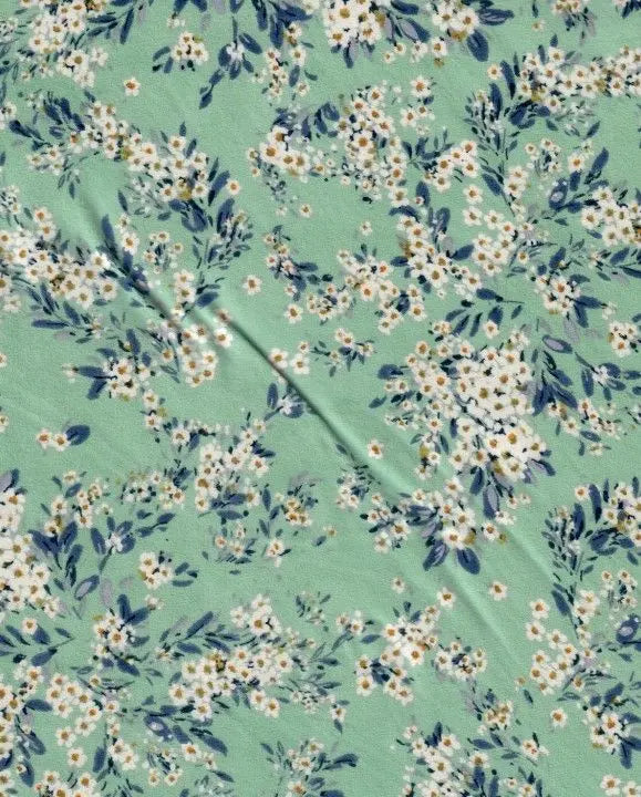 1 Yard Brushed DTY Floral Print Knit Fabric 170 GSM, 58/60'' Wide Polyester Spandex Blend