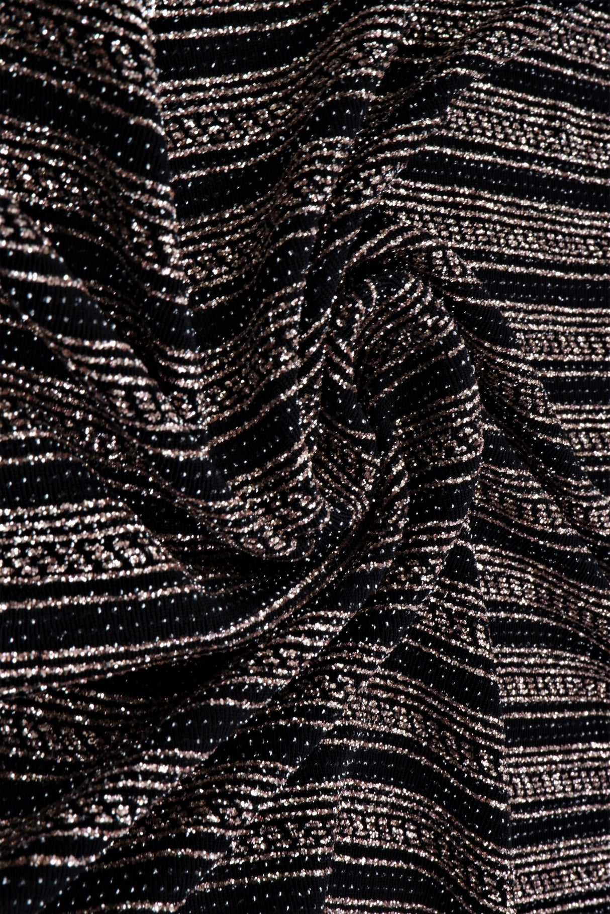 Velvet Lurex Stripe Knit Fabric Black/Rose Gold