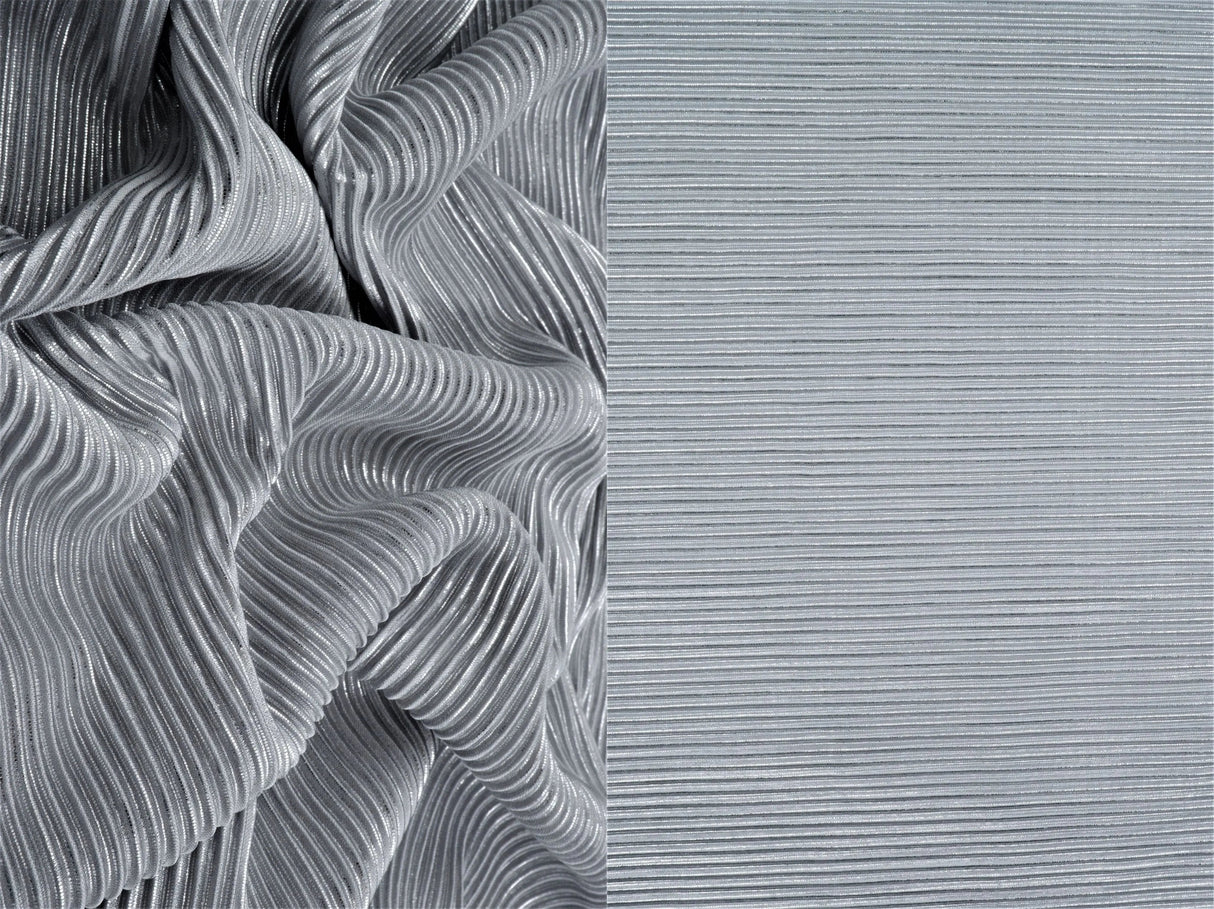 1 Yard Bodre Pleated Jersey Knit Fabric with Foil 150 GSM, 58/60'' Wide 100% Polyester