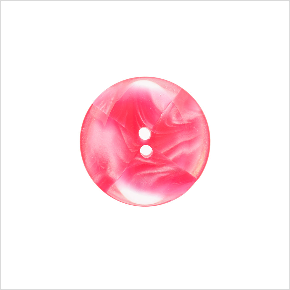 Plastic 2-Hole Button Made in Italy - 28L/18mm - Pink and Transparent Swirled Fan Blades