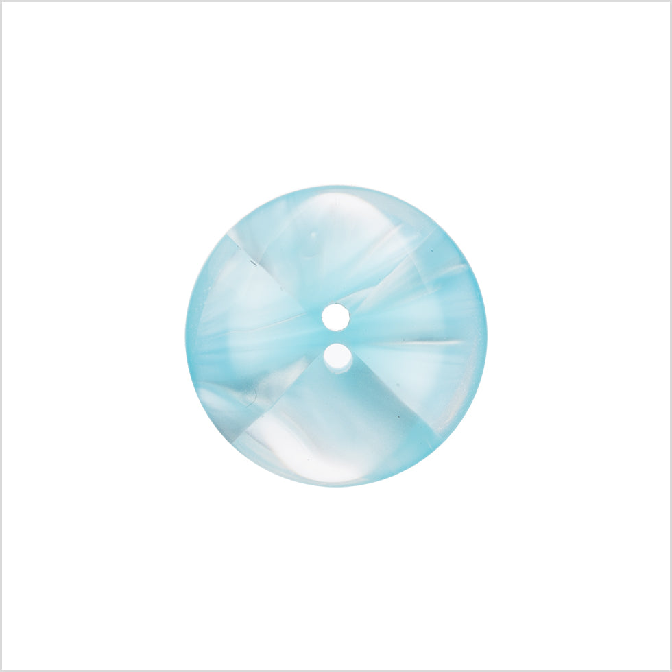 Plastic 2-Hole Button Made in Italy - 28L/18mm - Light Blue and Transparent Swirled Fan Blades
