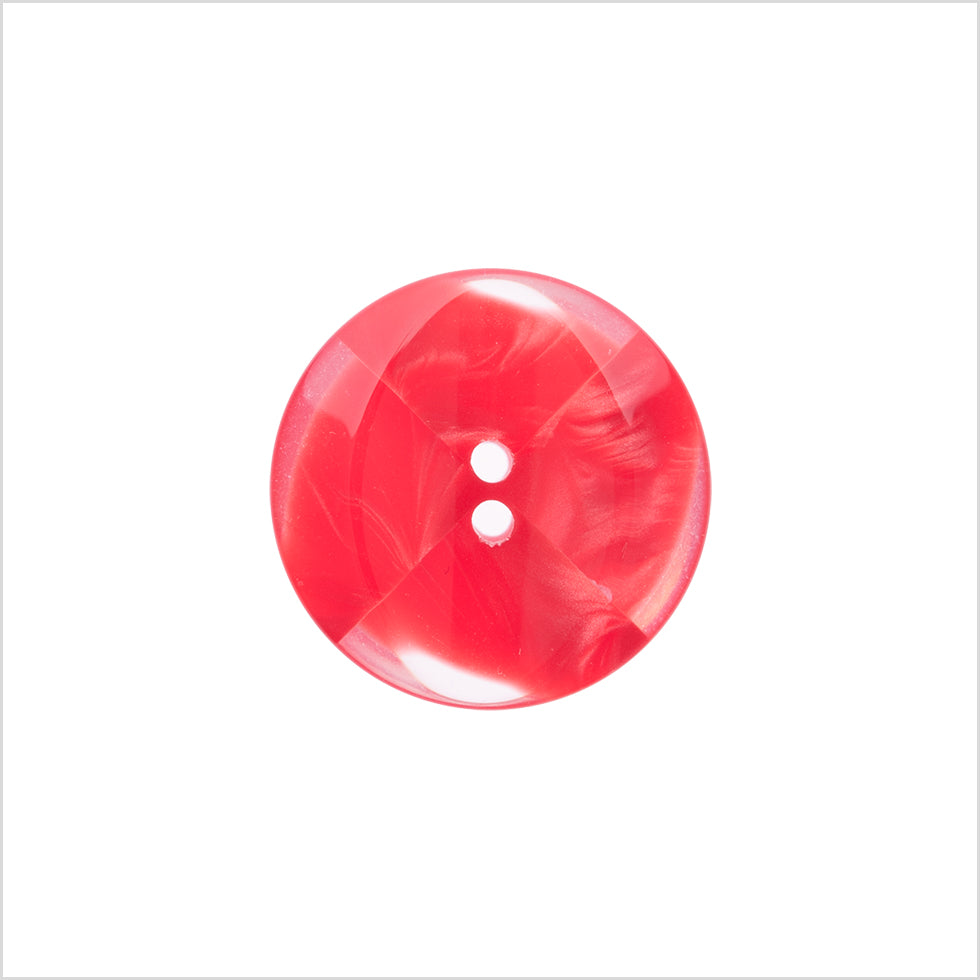 Plastic 2-Hole Button Made in Italy - 28L/18mm - Red and Transparent Swirled Fan Blades