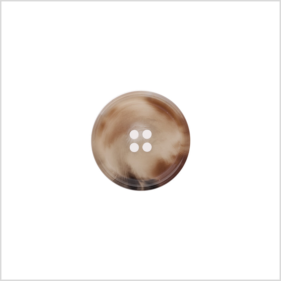 Italian Shiny Light Brown Rimmed 4-Hole Button - 32L/20mm