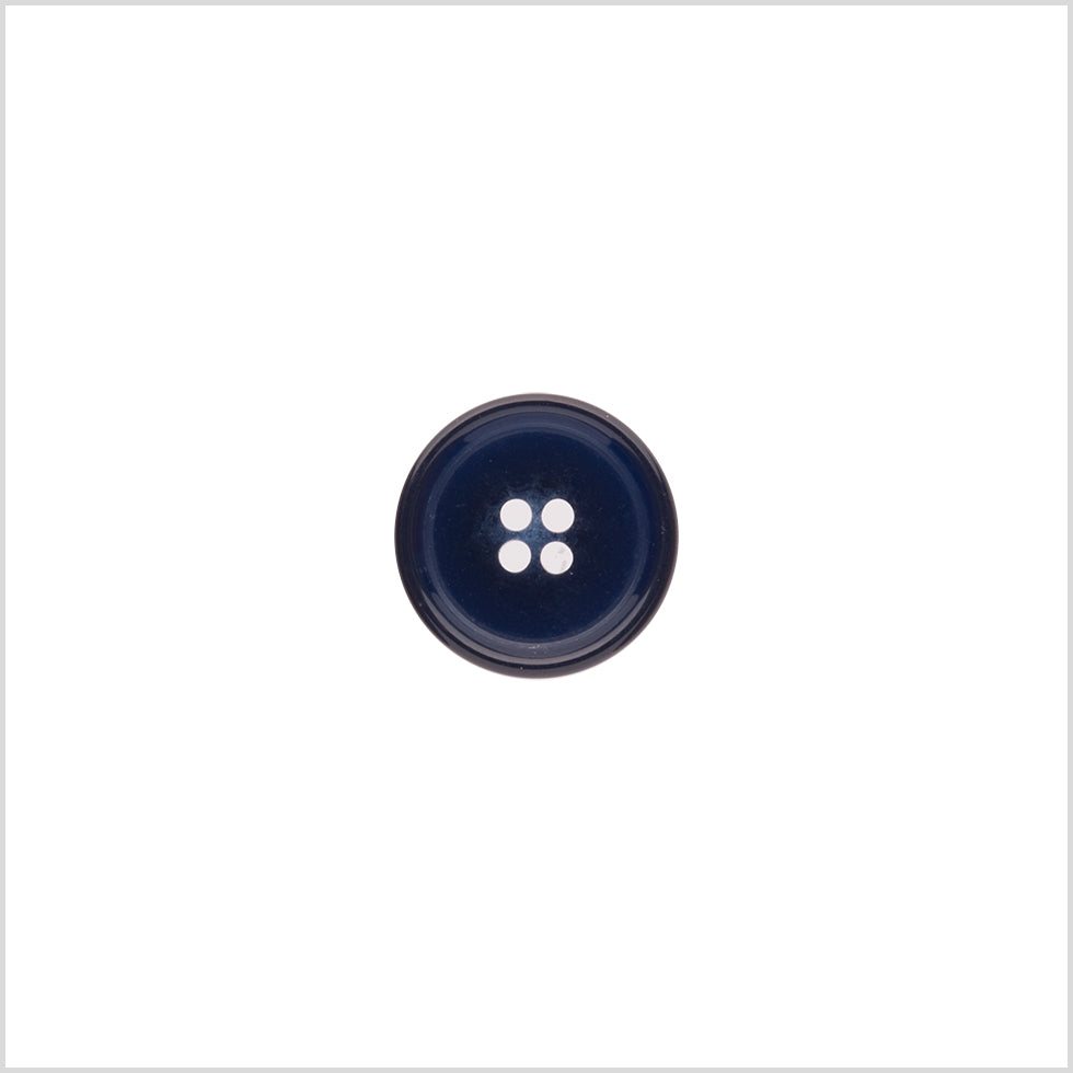 Italian Shiny Navy Rimmed 4-Hole Button - 24L/15mm