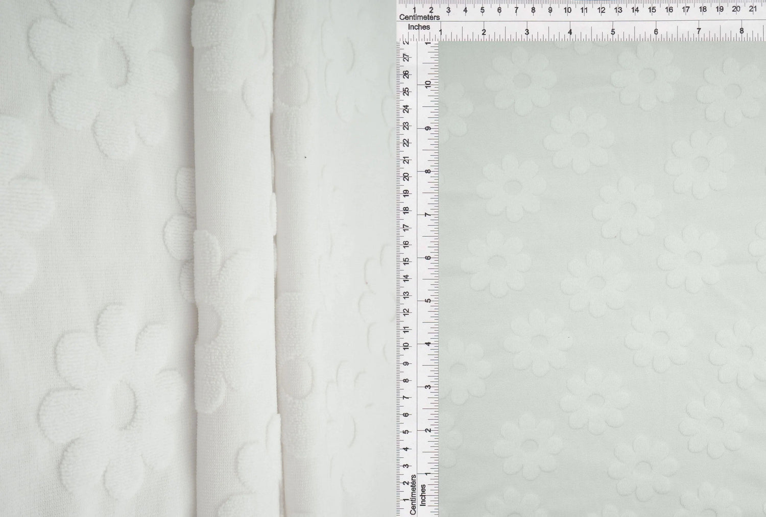 1 Yard Floral Daisy Jacquard Towel Knit Fabric 58/60 Inch Wide Plush Heavyweight Textile for Towels & Home Accessories