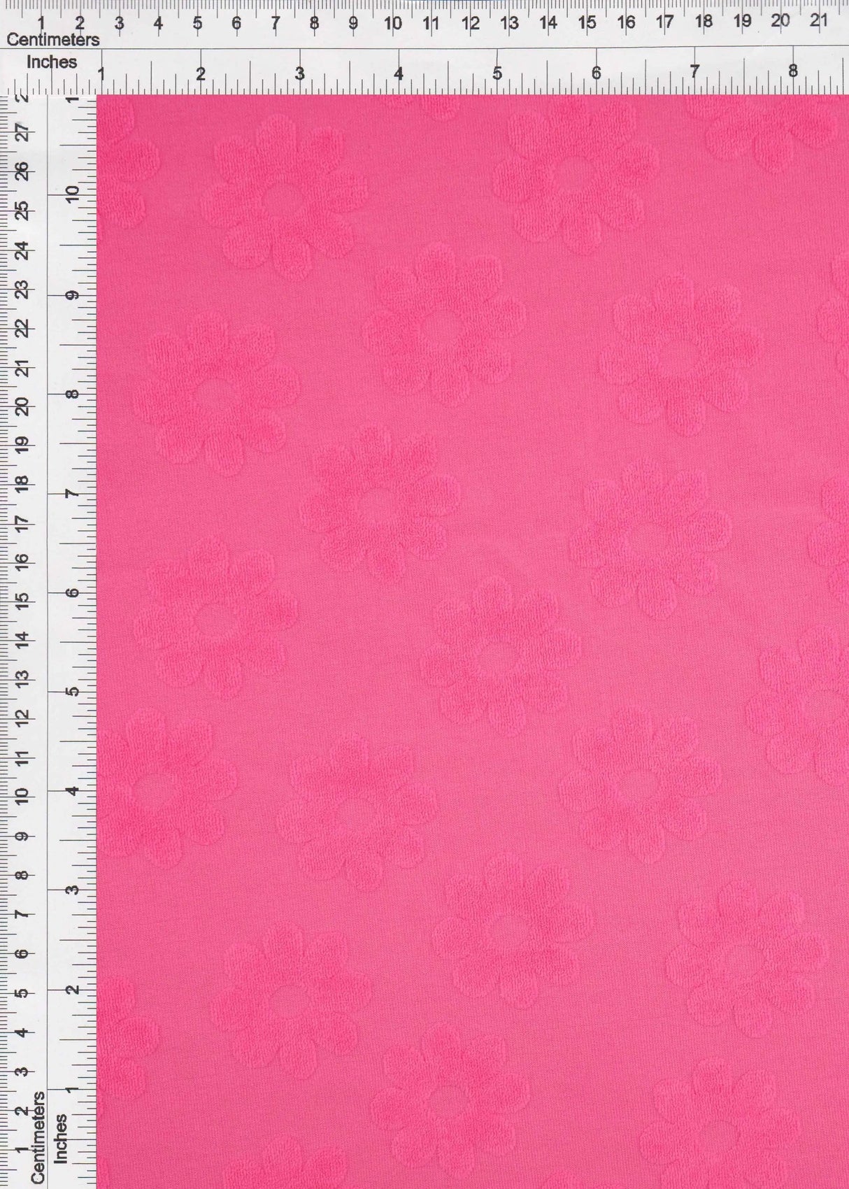 1 Yard Daisy Floral Towel Jacquard Knit Fabric 250 GSM, 58/60'' Wide Polyester Spandex Blend