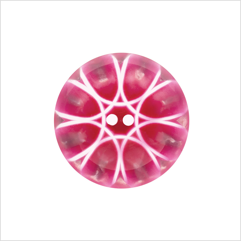 Plastic 2-Hole Button Made in Italy - 36L/23mm - Red and Transparent Loop de Loops