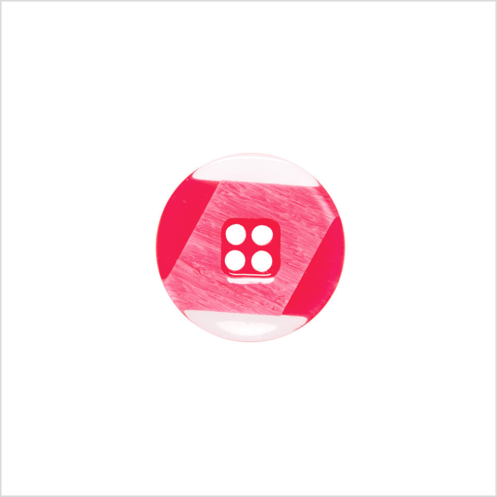 Italian Red Abstract Semi-Clear 2-Hole Plastic Button - 24L/15mm
