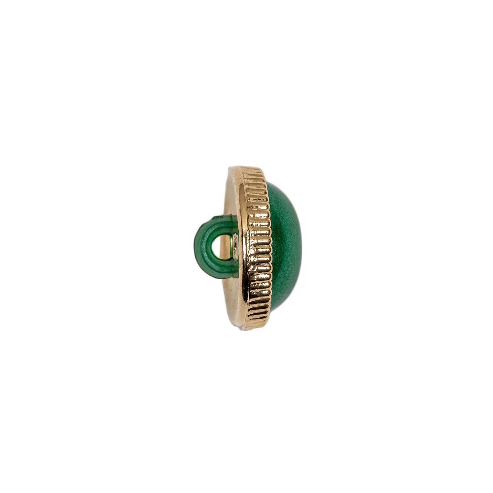 Italian Green and Gold Edged Shank Back Button - 20L/12.5mm