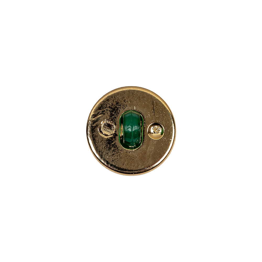 Italian Green and Gold Edged Shank Back Button - 20L/12.5mm