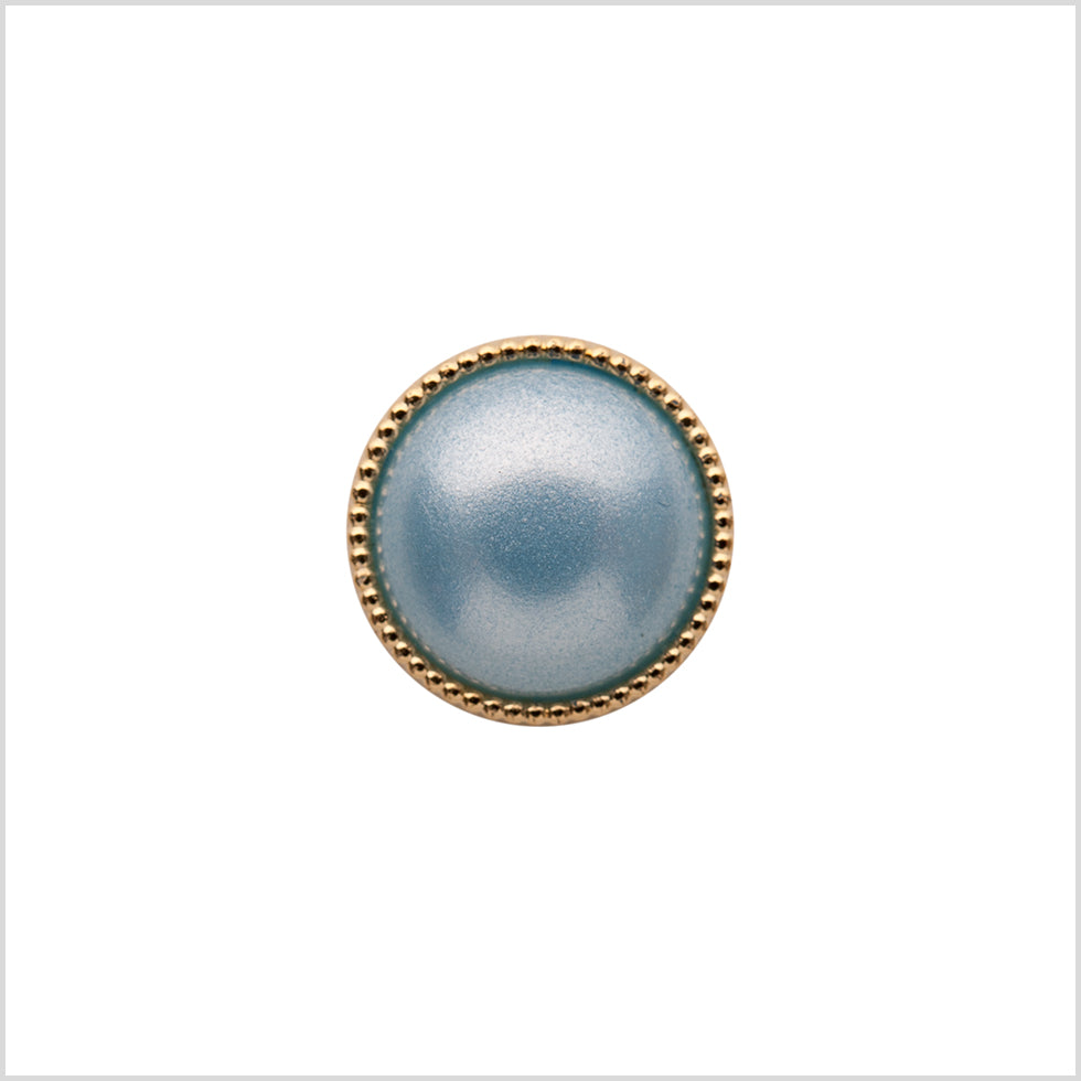 Italian Light Blue and Gold Edged Shank Back Button - 20L/12.5mm