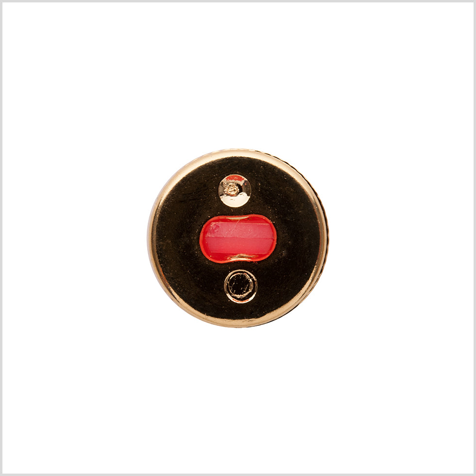Italian Pink and Gold Edged Shank Back Button - 20L/12.5mm