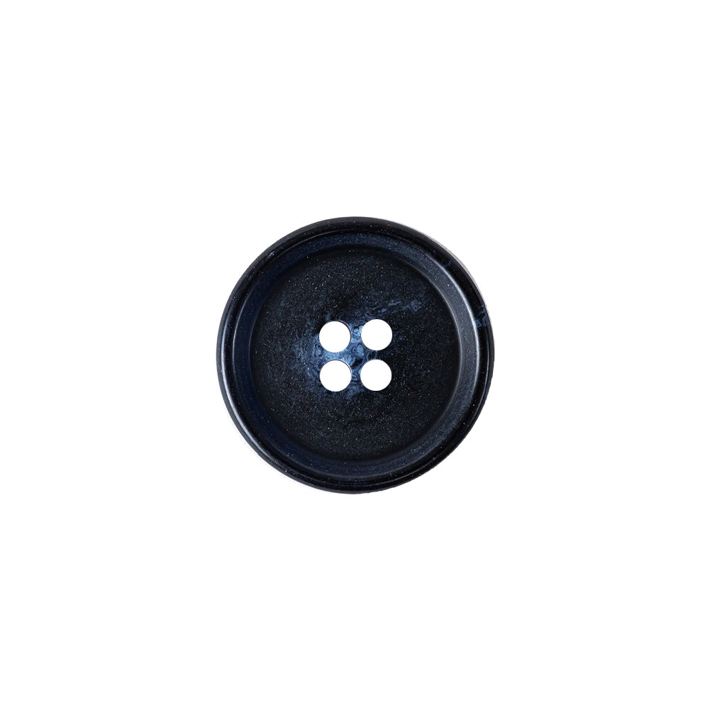Italian Matte Navy Rimmed 4-Hole Button - 24L/15mm
