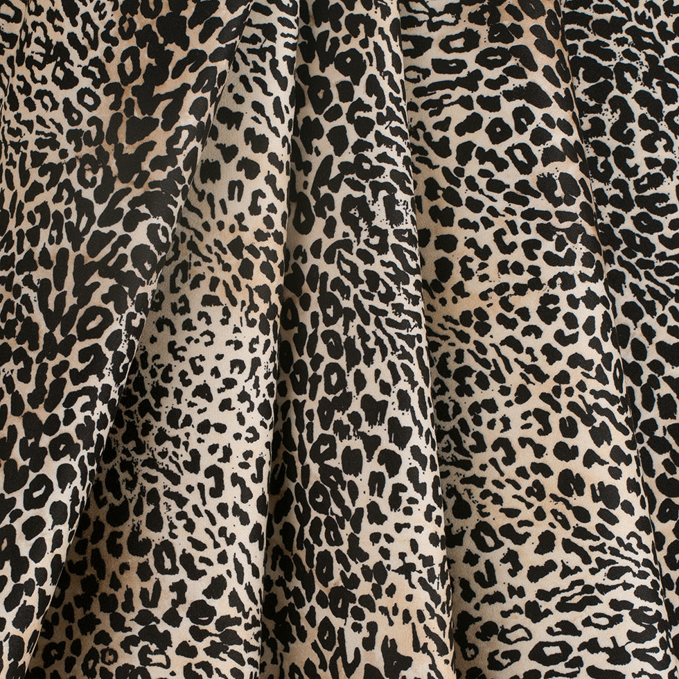 Black/Beige Cheetah Printed Micro-Polyester and Cotton