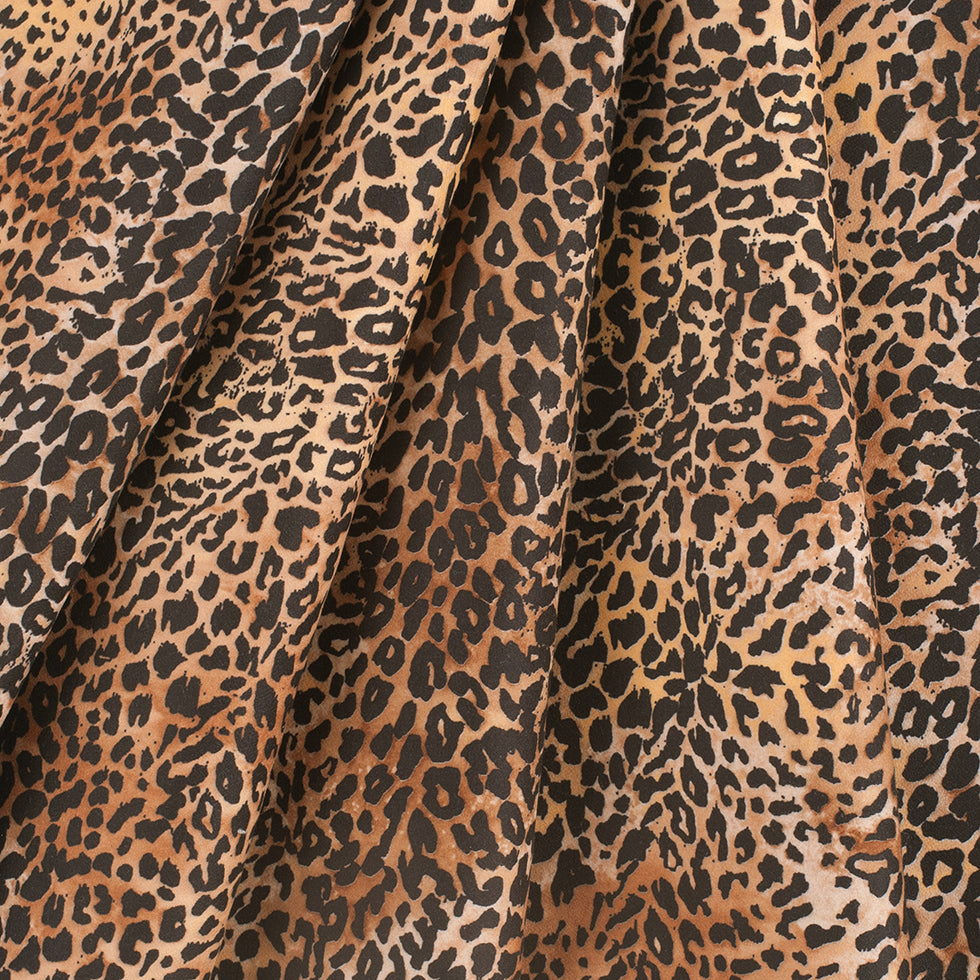 Brown/Black Cheetah Printed Micro-Polyester and Cotton