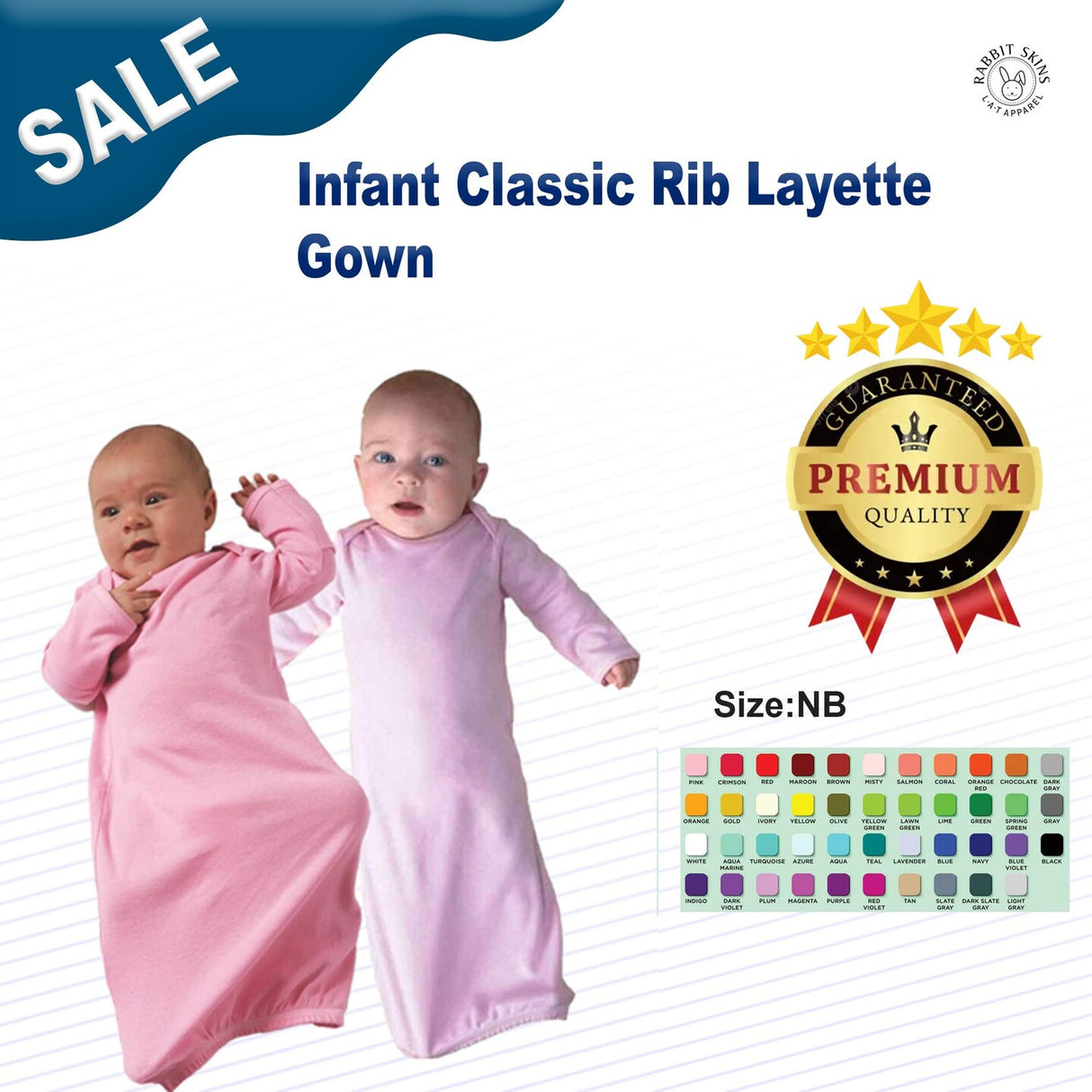 RADYAN® Infant Classic Rib Layette Gown