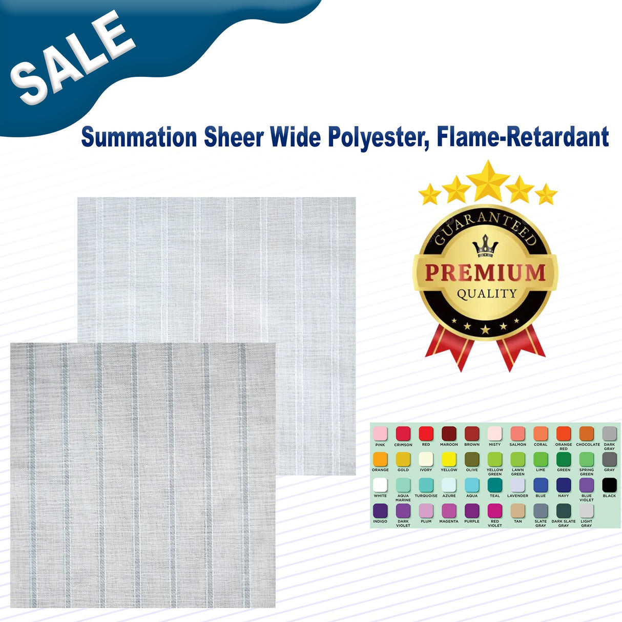1 Yard Summation Sheer Wide Polyester Flame Retardant