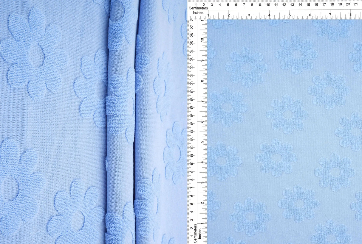 1 Yard Floral Daisy Towel Jacquard Fabric Stretch Polyester Spandex 58/60 Inches Wide