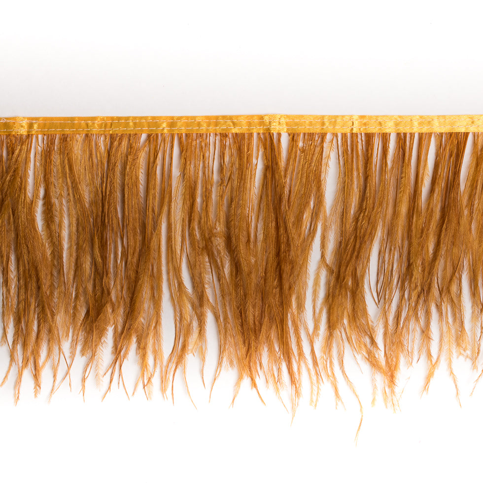 6" Single Ply Ochre Ostrich Fringe