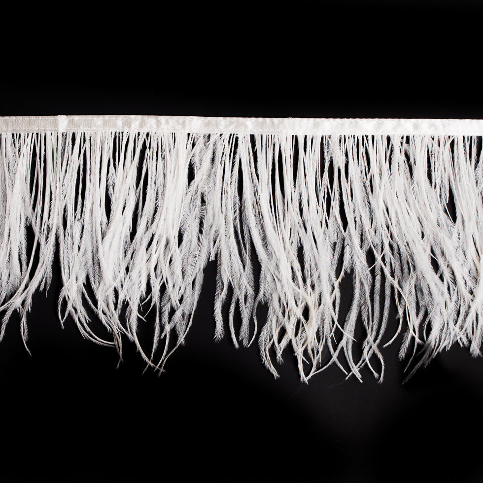 6" Single Ply Ivory Ostrich Fringe