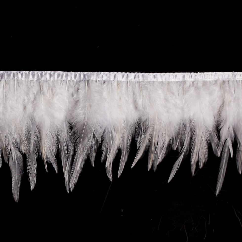 6" White Cock Feather Fringe