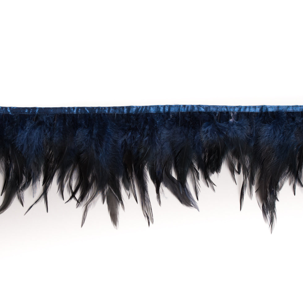 6" Dark Navy Cock Feather Fringe