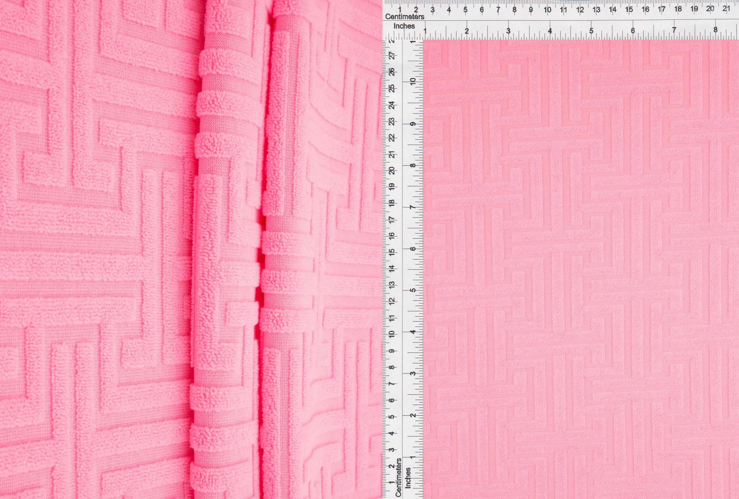 1 Yard Geometric Towel Jacquard Knit Fabric 58/59 Inch Wide Plush Heavyweight Textured Material for Robes & Home Décor