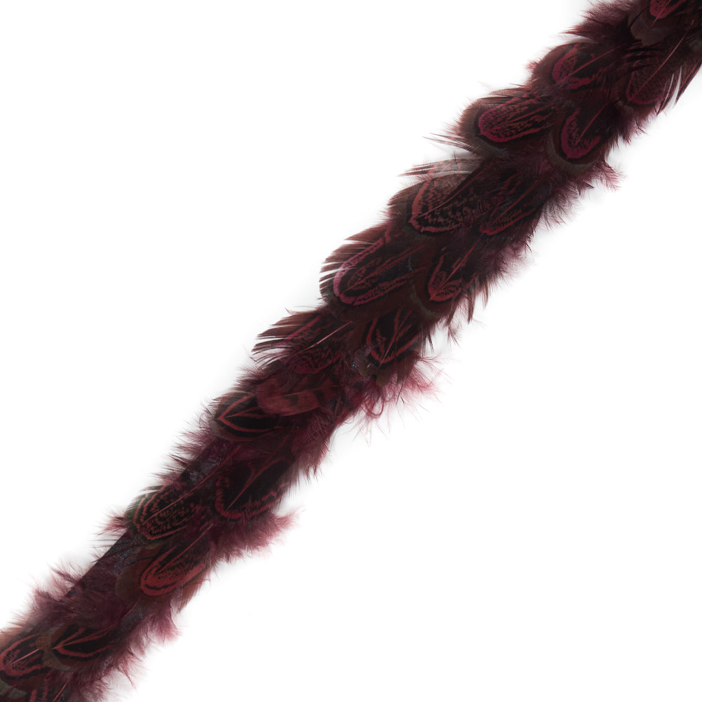Red and Black Pheasant Feather Trim - 1"