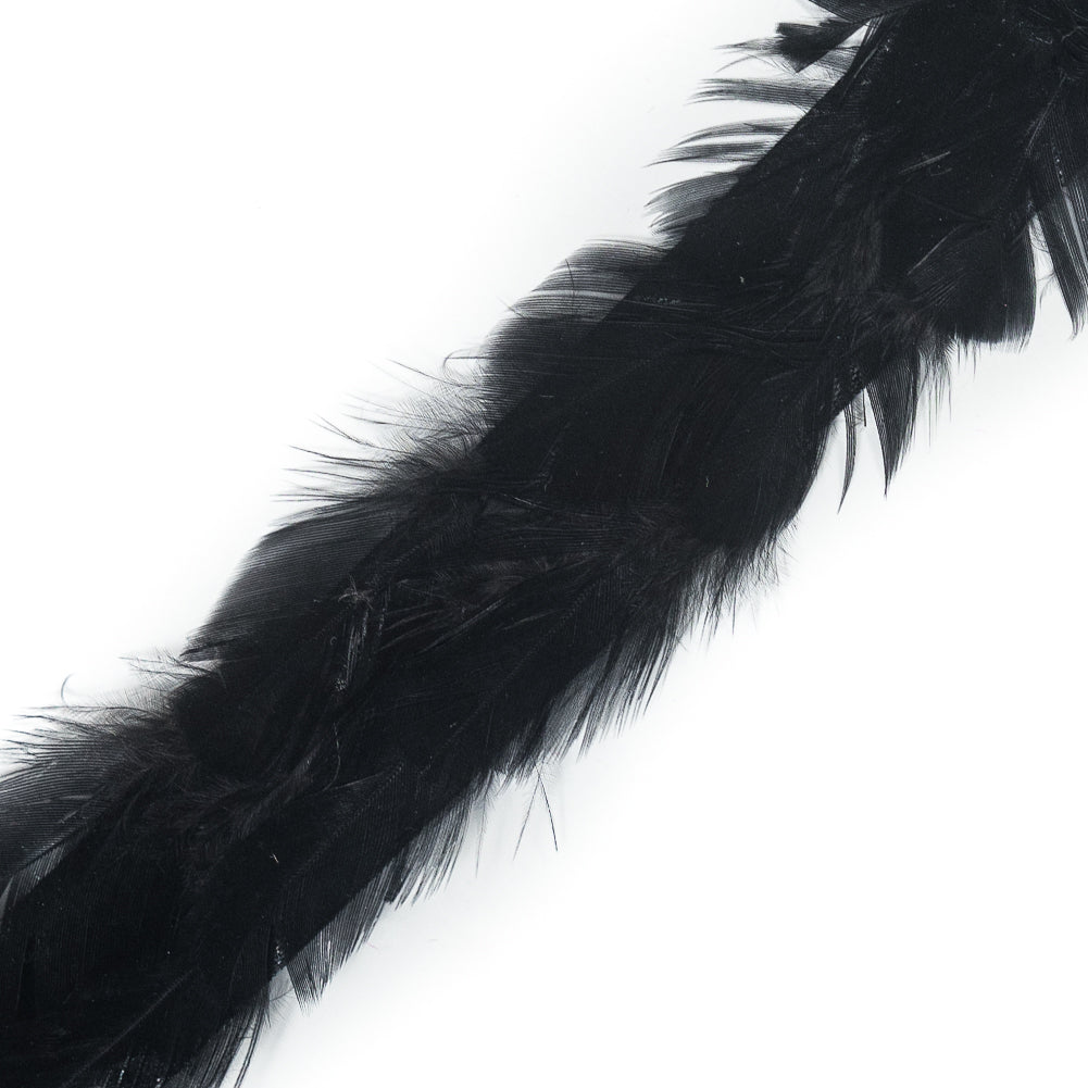 Black Hen Feather Trimming - 1"