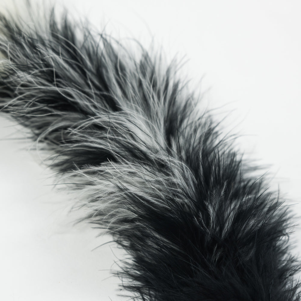 Black and Cream Marabou Feather Scarf - 33"