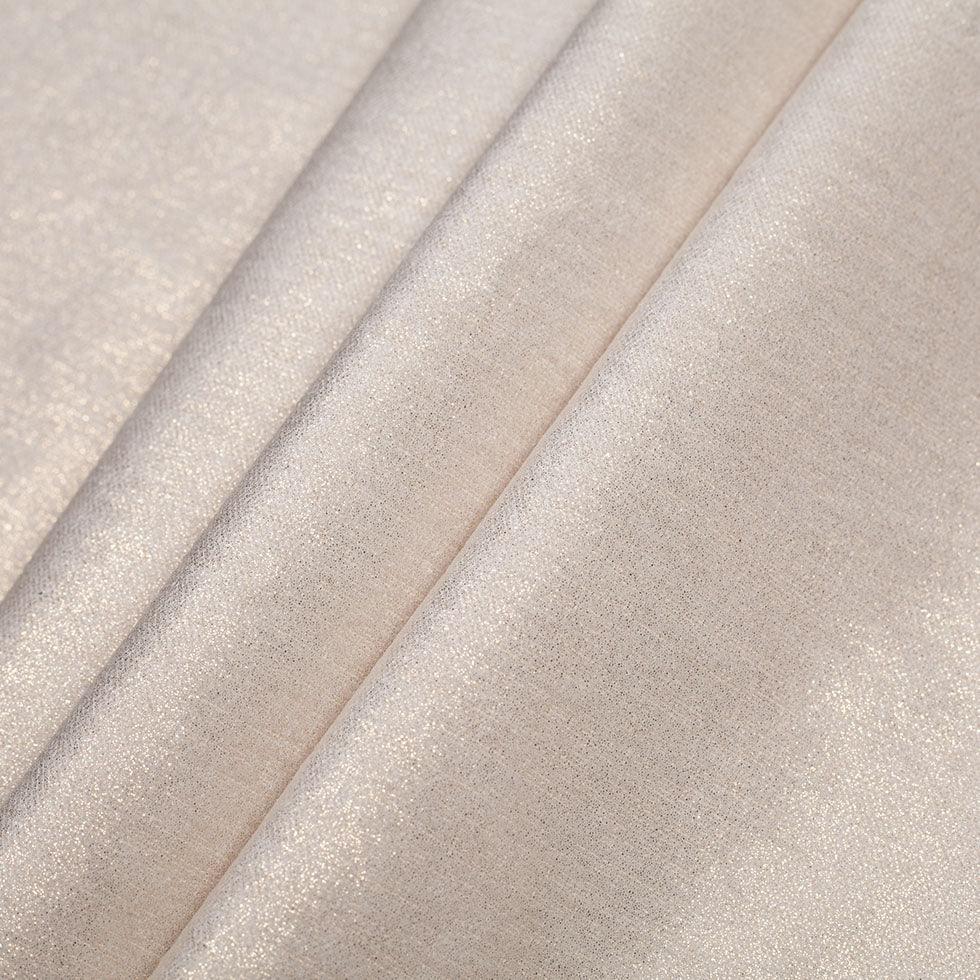 Short Pile Ivory Metallic Polyester Blended Velvet