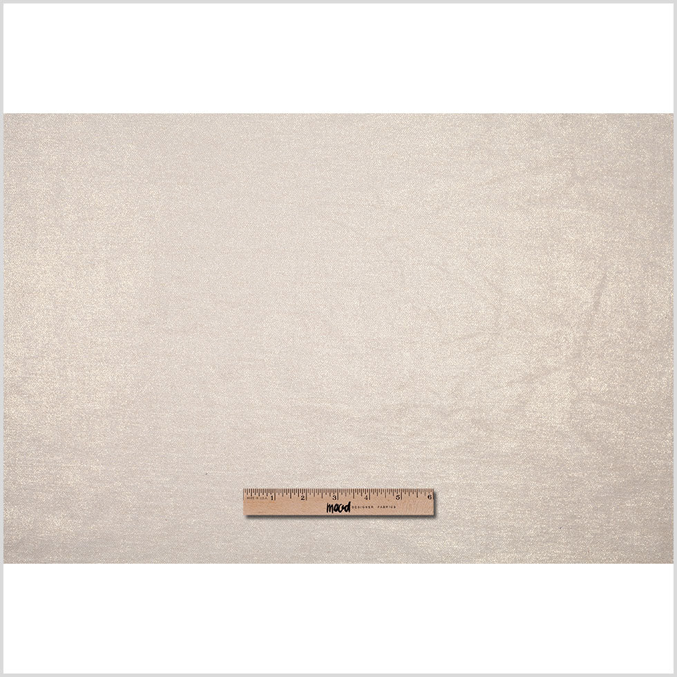 Short Pile Ivory Metallic Polyester Blended Velvet