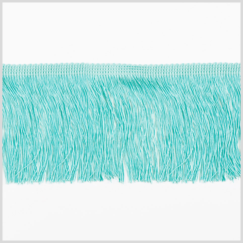 European Chainette Fringe Trim - 4" - Aqua Blue - Lindsay Collection