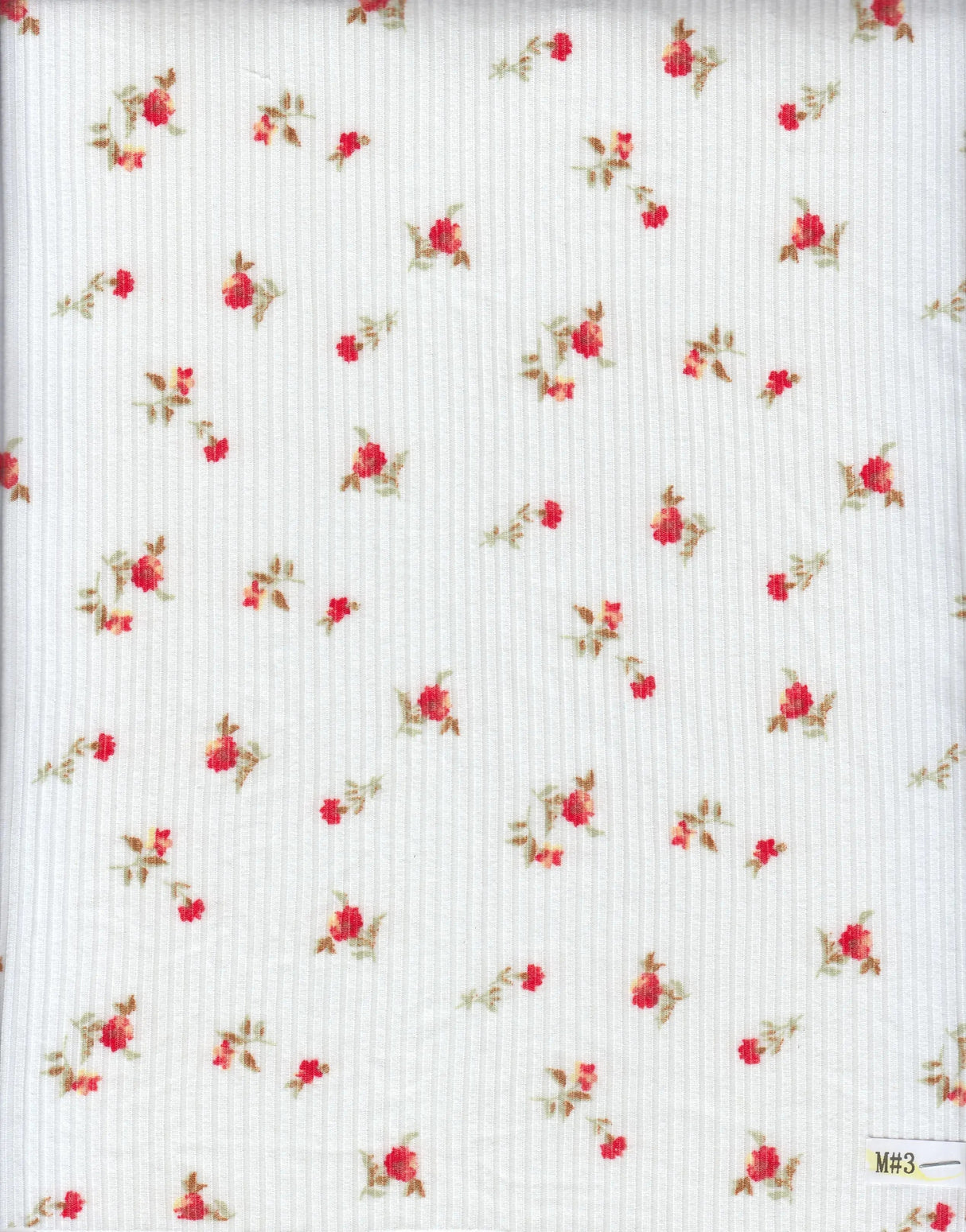 4x2 Yummy Rib Knit Fabric, Small Ditsy Floral Print Stretchy & Soft 58/60" Wide